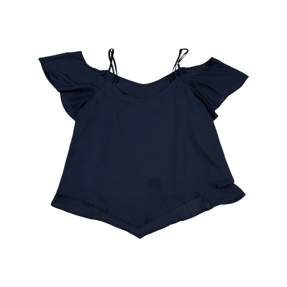 SHEIN Curve 4XL Navy V-Neck Flutter Sleeve Plus Size Blouse | Soft Stretch Top